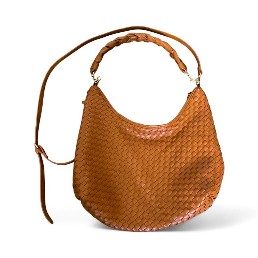 Urban Expressions hobo brown woven braided vegan leather purse cross body bag